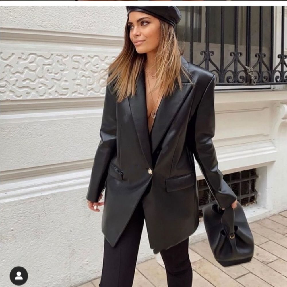 Zara Vegan Leather Blazer *Like new*